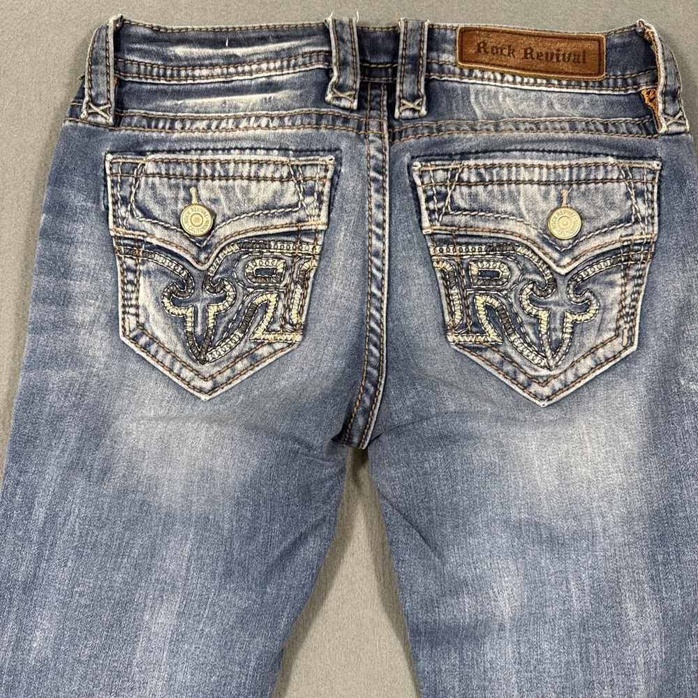 Y2K Rock Revival Jean Women 27 SKINNY Sundee Embroidered GRUNGE Distress WHISKER